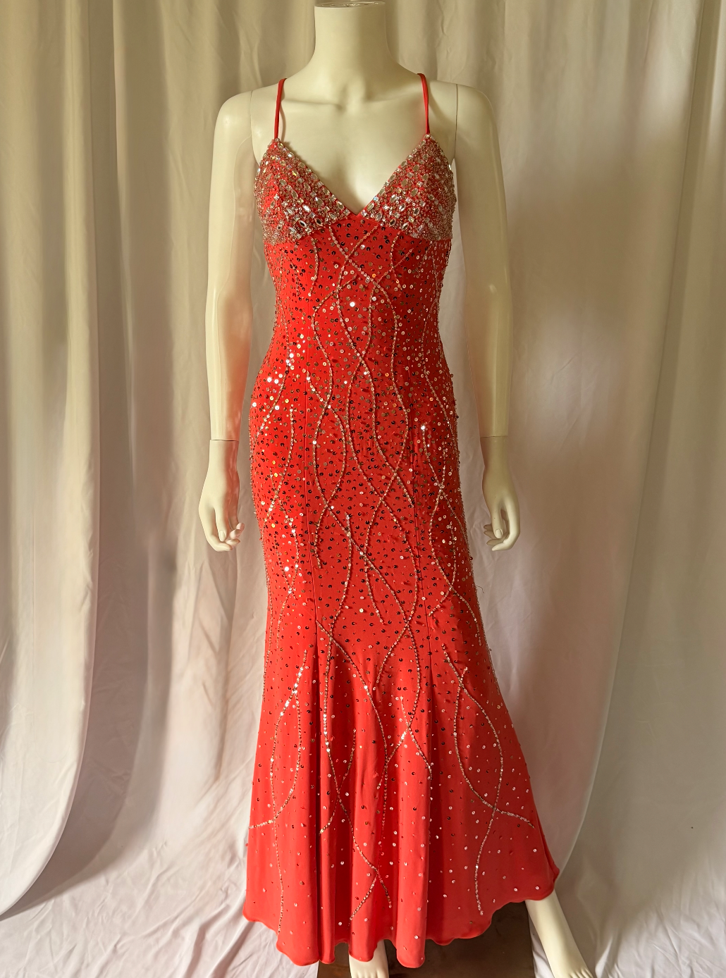 Sean Couture Embellished Open-Back Evening Gown