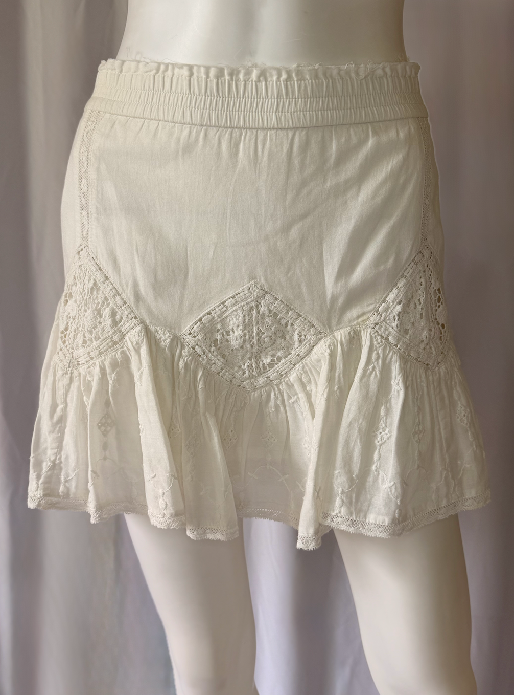 LoveShackFancy Lace-Trim Mini Skirt