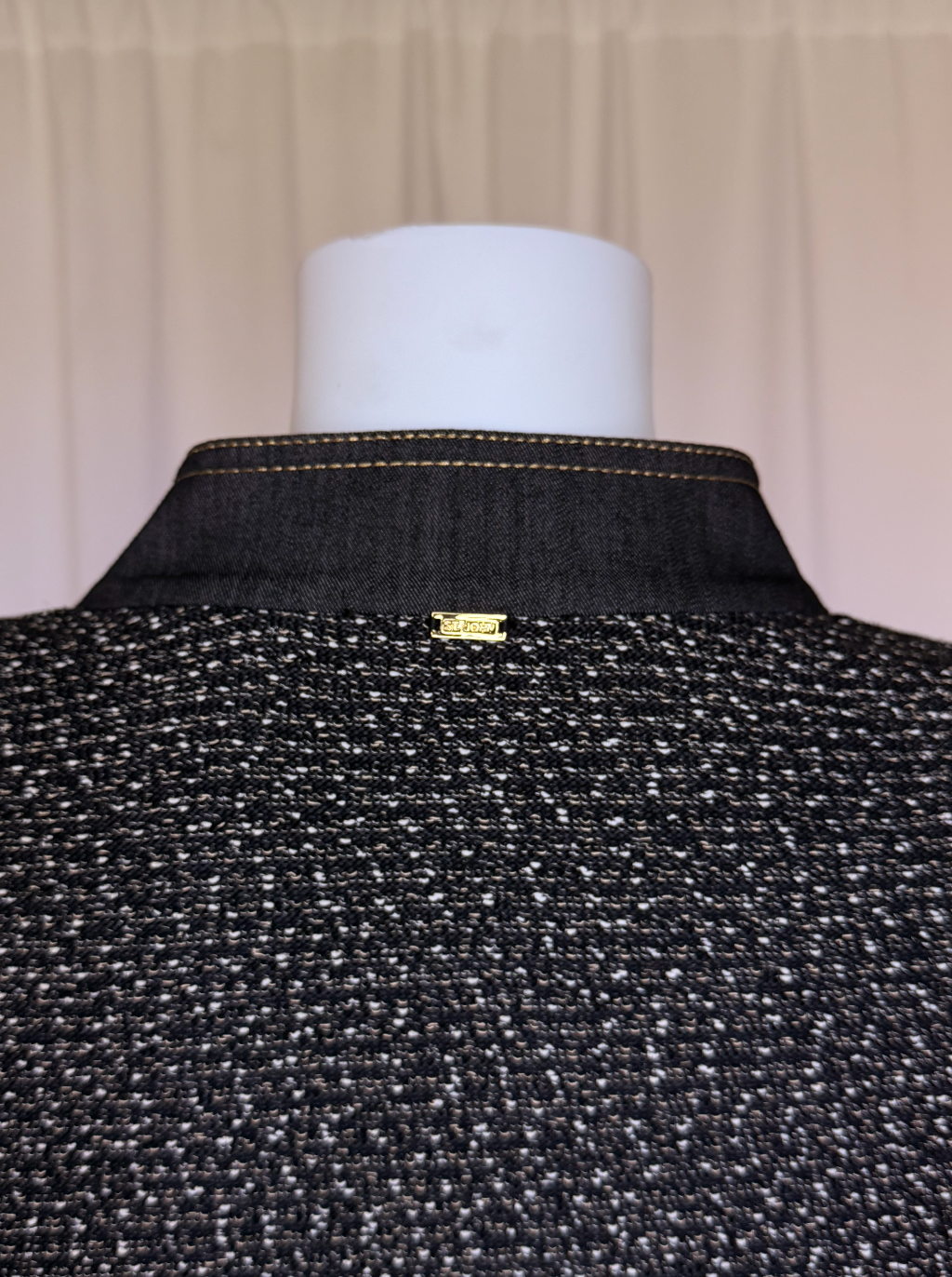 St John Sport Textured Knit &amp; Denim Trim Bomber Jacket