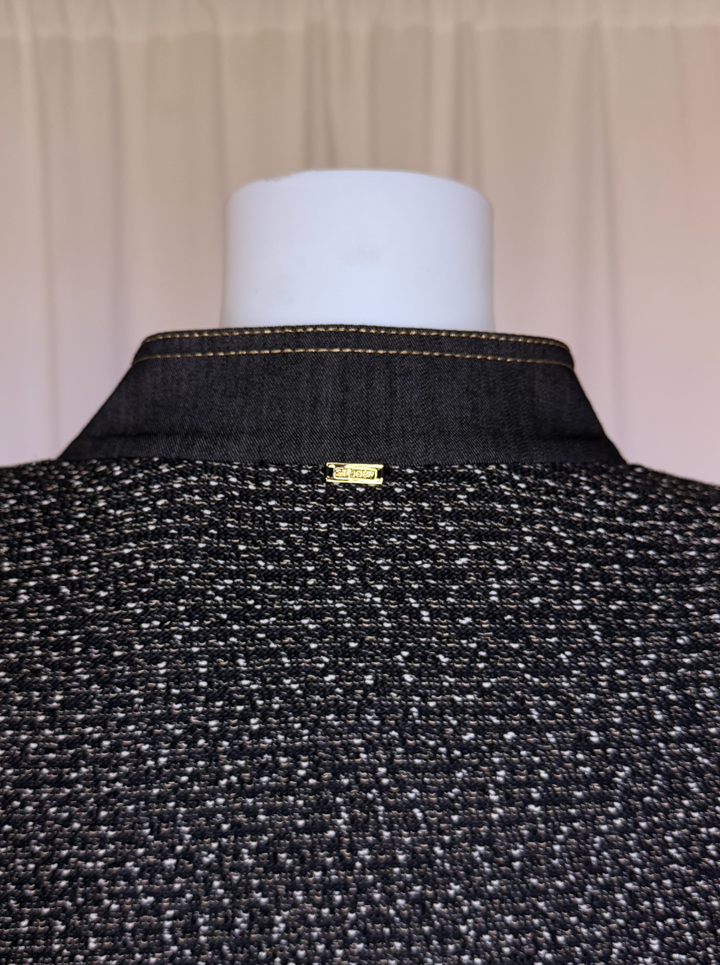 St John Sport Textured Knit &amp; Denim Trim Bomber Jacket