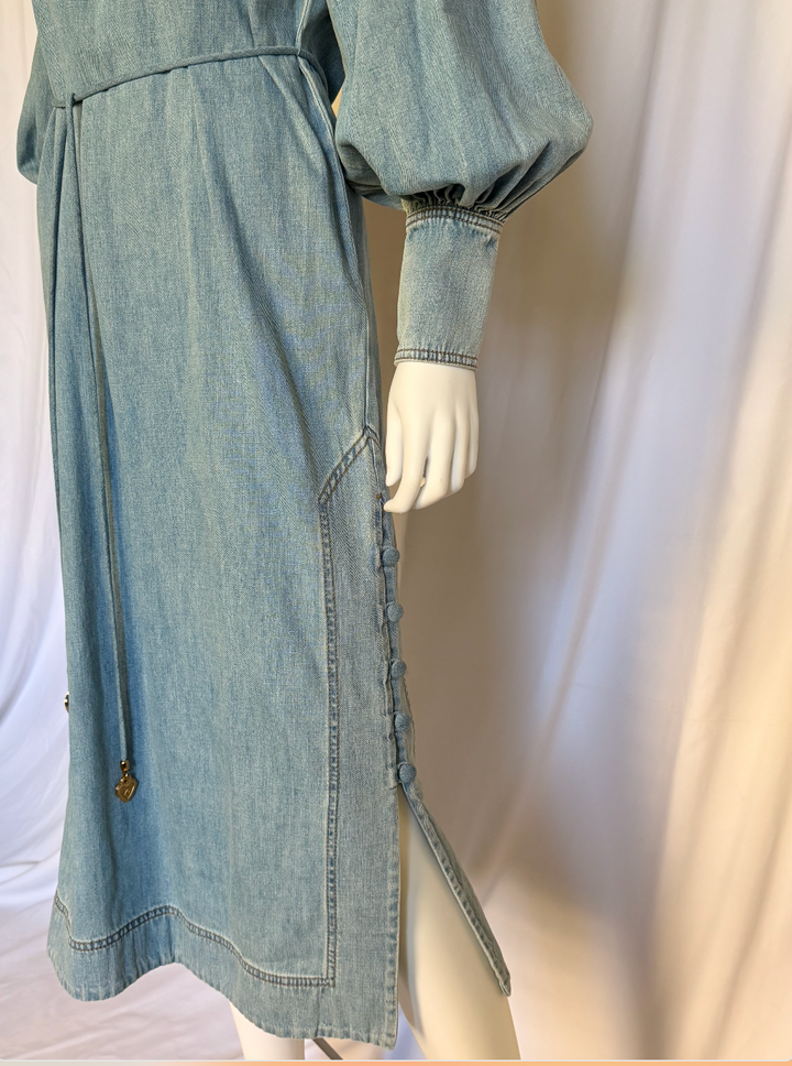 Zimmermann Chambray High-Neck Midi Dress