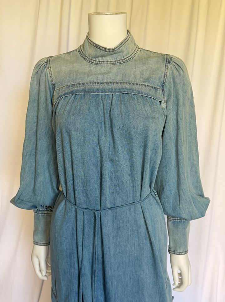 Zimmermann Chambray High-Neck Midi Dress