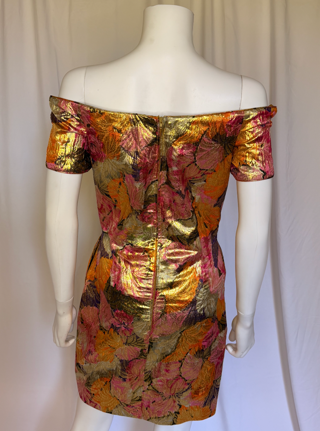 Vintage Michael Casey for Nieman Marcus Metallic Floral Brocade Cocktail Dress