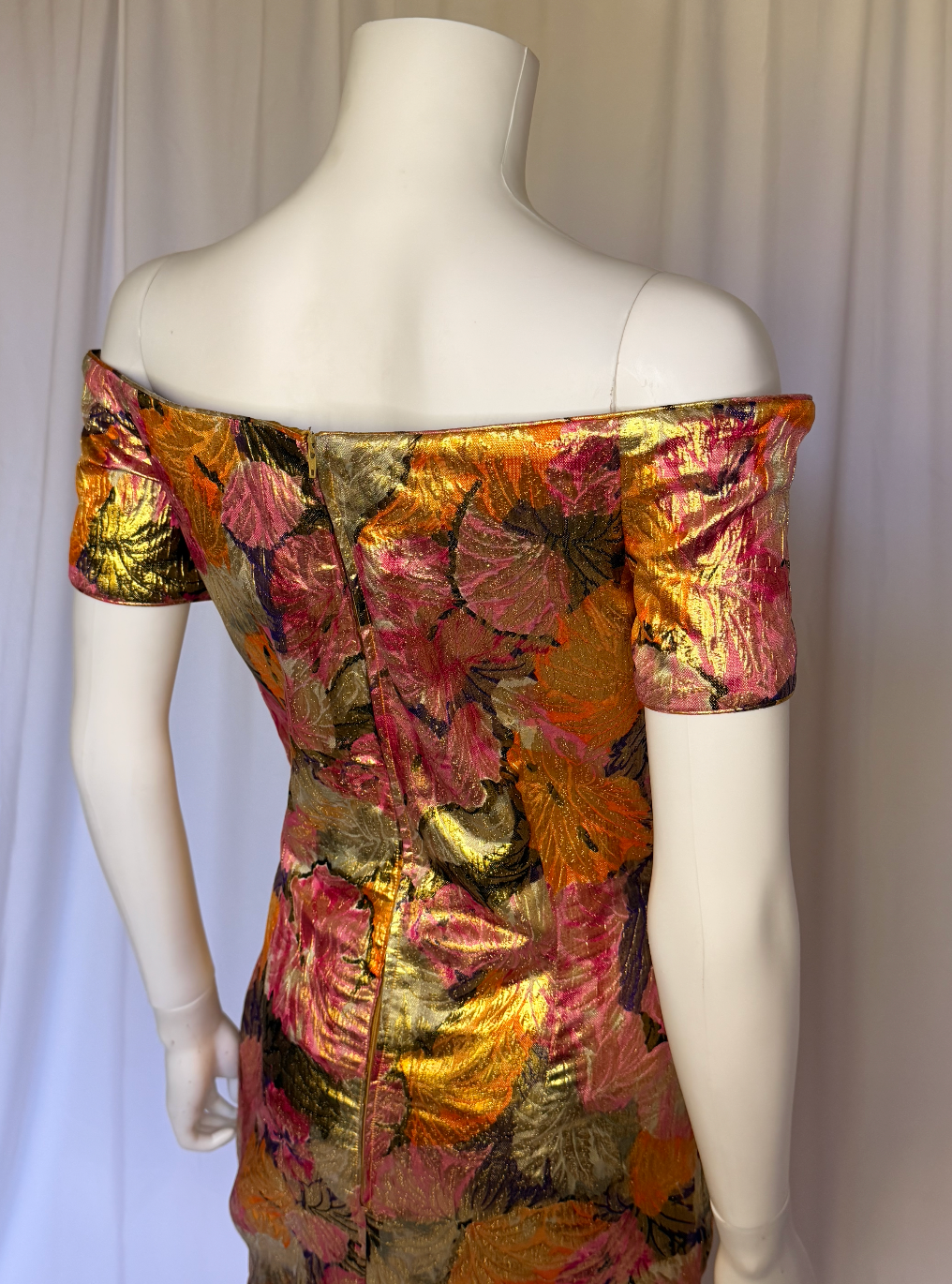 Vintage Michael Casey for Nieman Marcus Metallic Floral Brocade Cocktail Dress