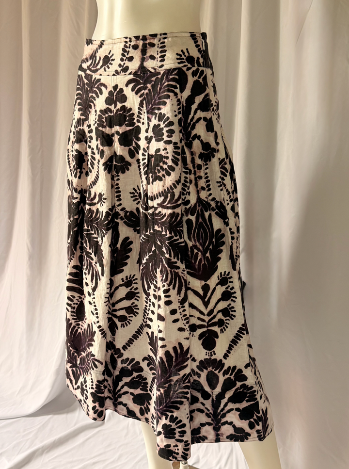 Marie Oliver Printed Linen Midi Skirt