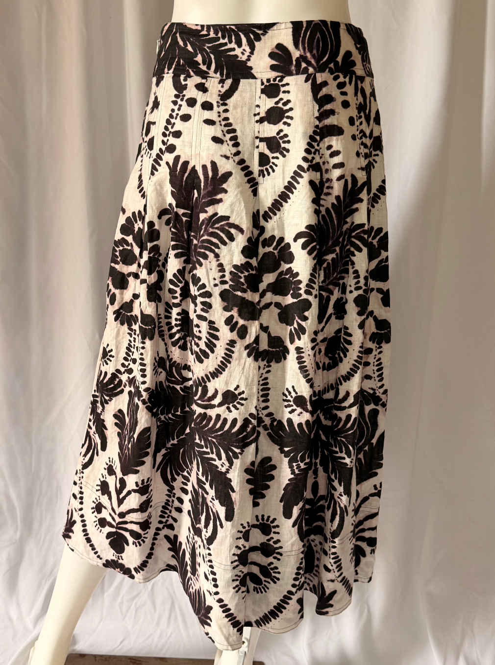 Marie Oliver Printed Linen Midi Skirt