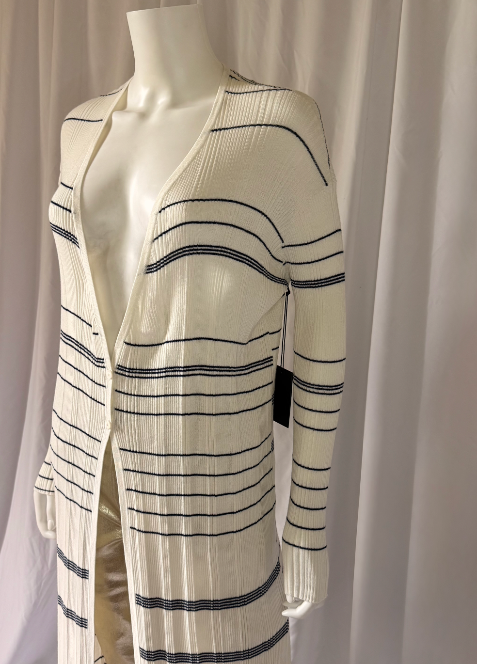 Nadaam Striped Ribbed Cashmere Duster Cardigan