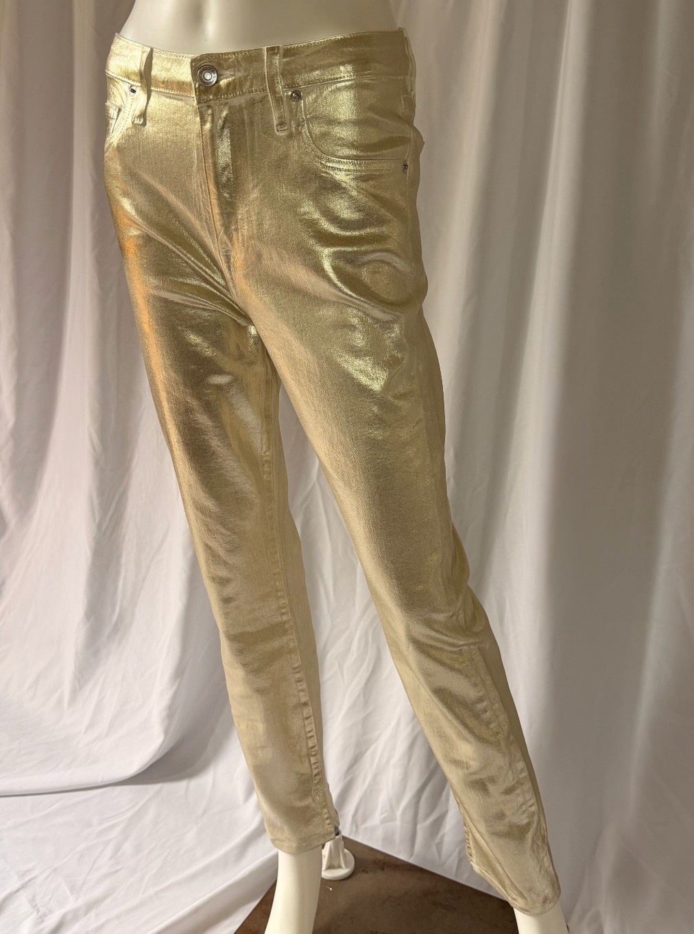 Simkhai Metallic Gold Coated Denim Pants