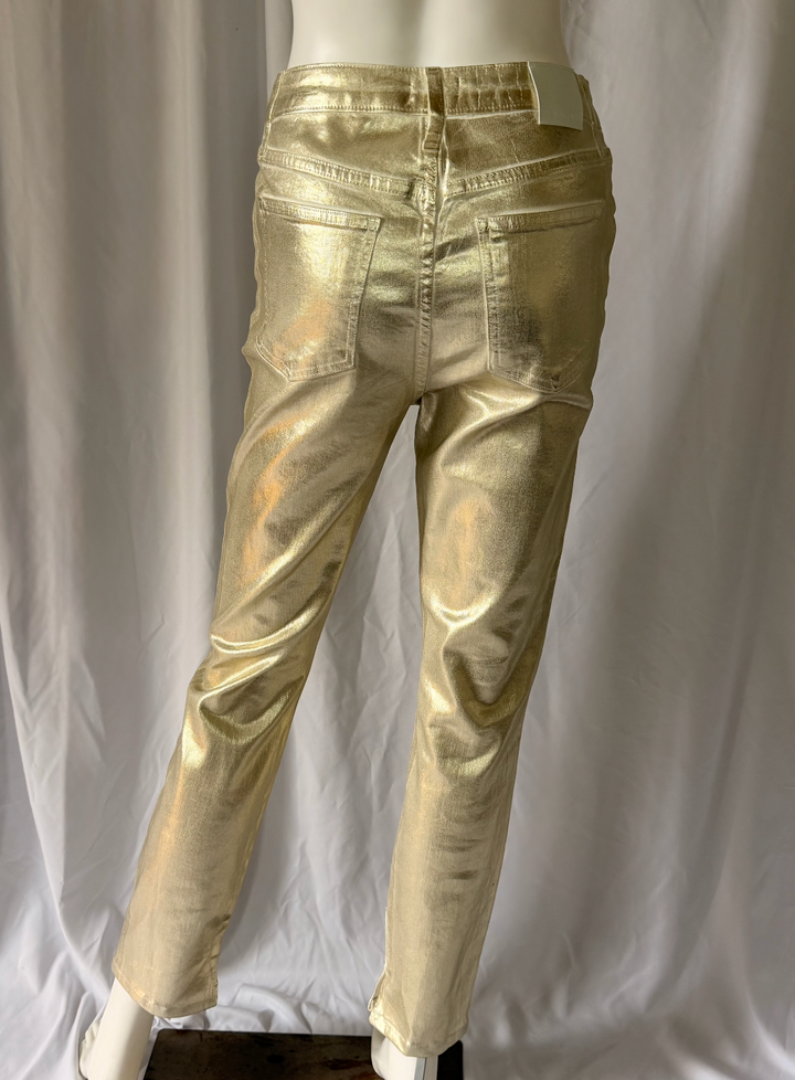 Simkhai Metallic Gold Coated Denim Pants