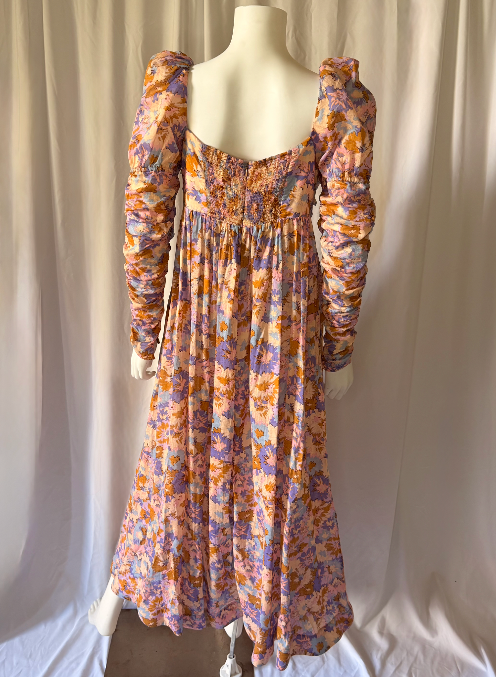 Zimmermann Floral Ruched Sleeve Maxi Dress