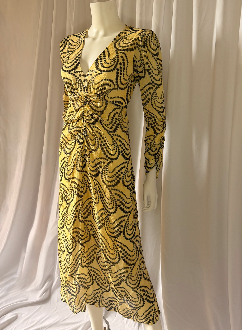 Sandro Printed Ruched Mini Dress