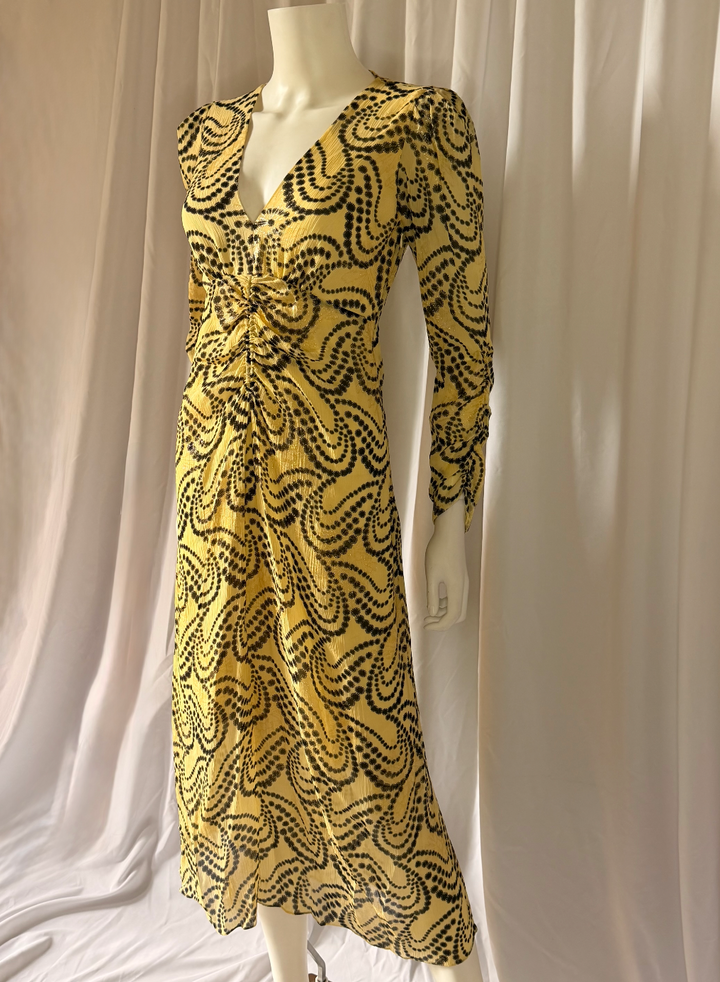 Sandro Printed Ruched Mini Dress