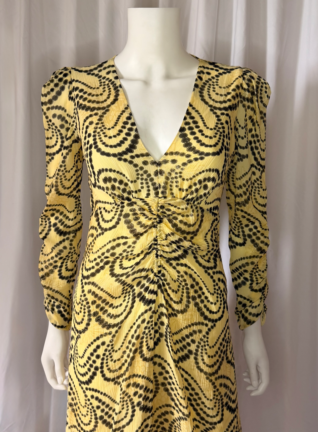 Sandro Printed Ruched Mini Dress