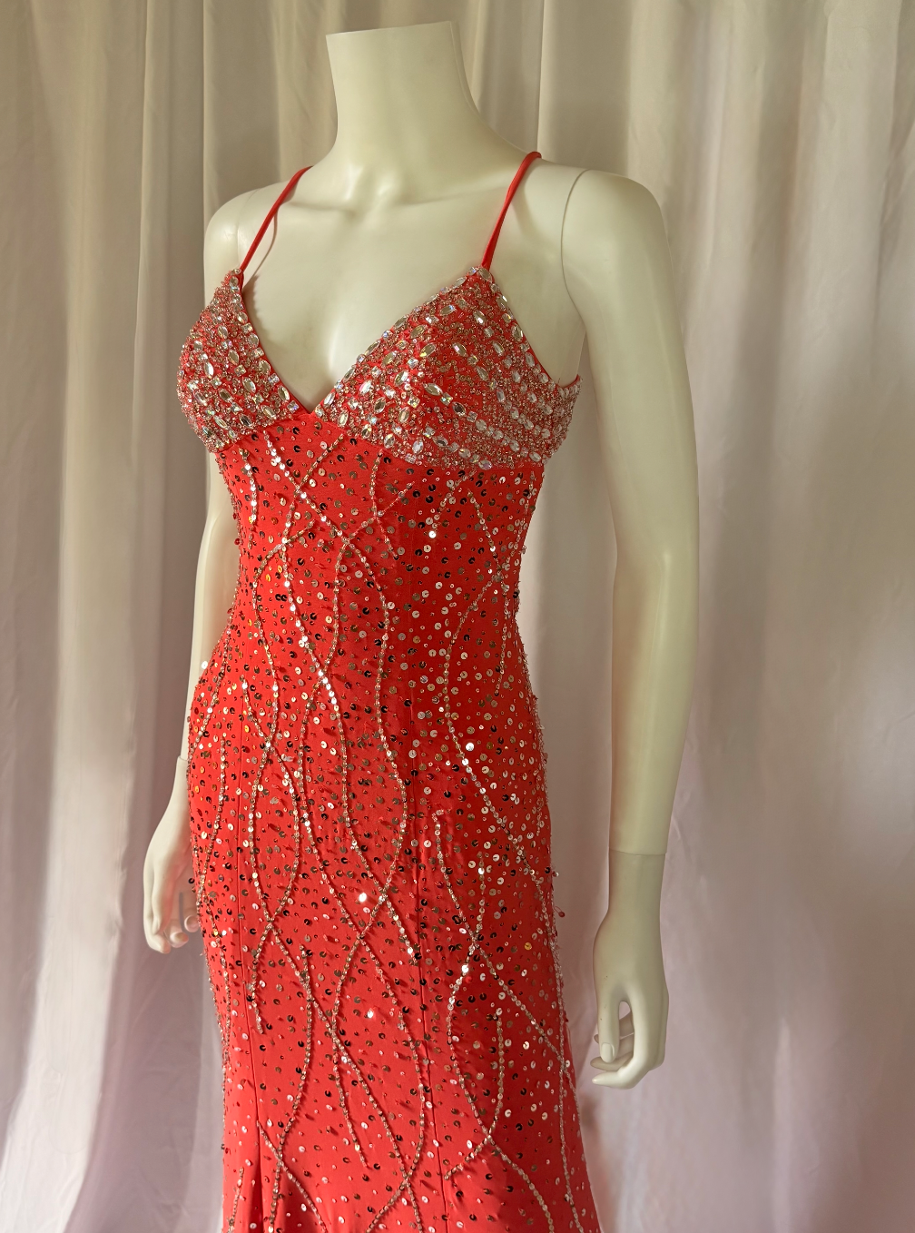 Sean Couture Embellished Open-Back Evening Gown