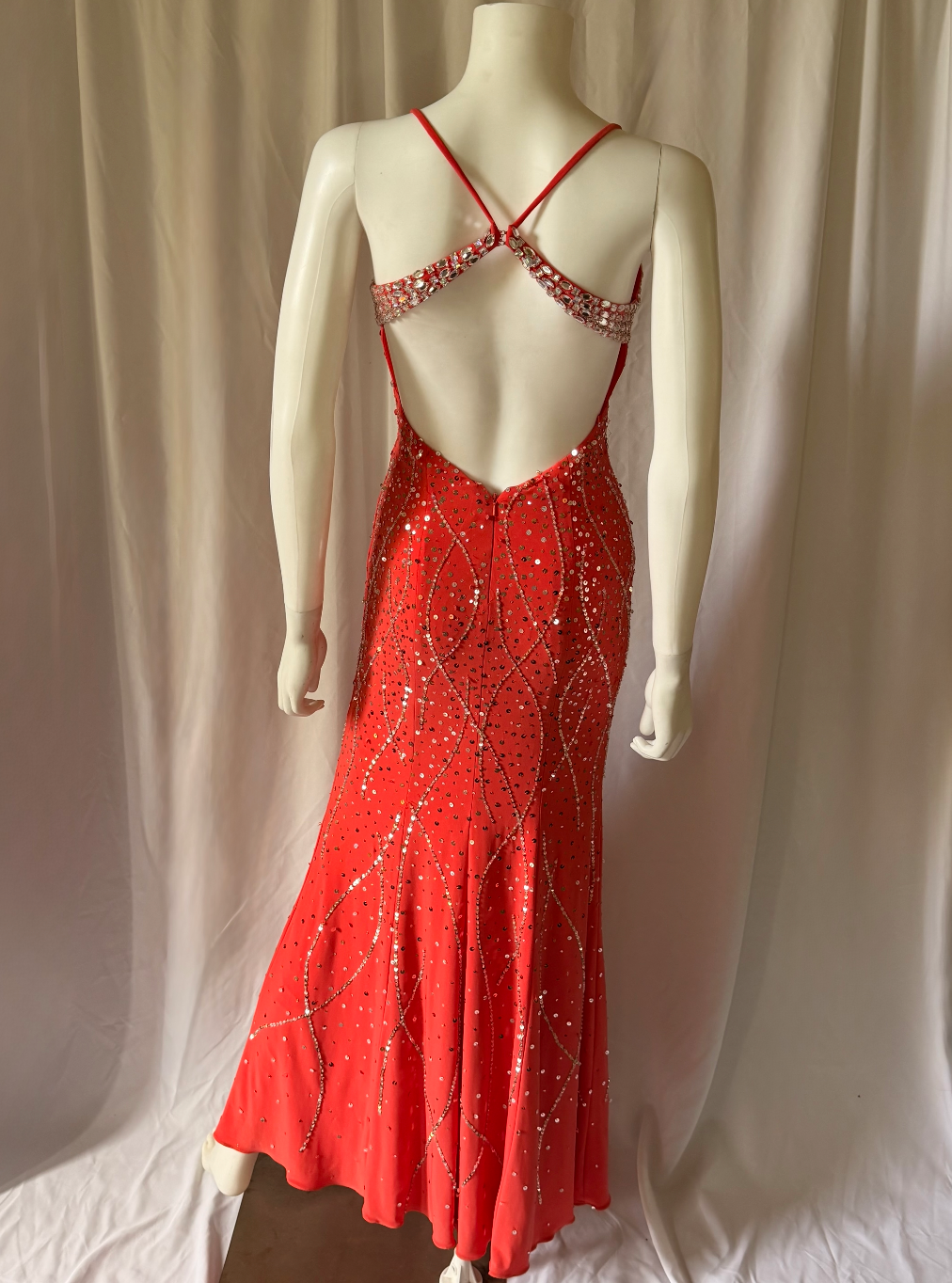 Sean Couture Embellished Open-Back Evening Gown