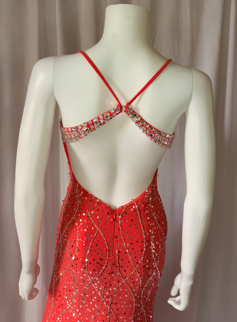 Sean Couture Embellished Open-Back Evening Gown