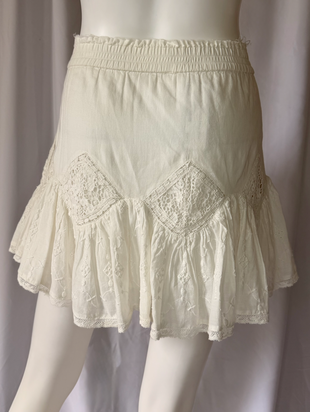 LoveShackFancy Lace-Trim Mini Skirt