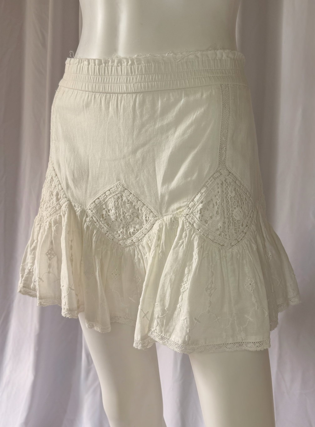 LoveShackFancy Lace-Trim Mini Skirt