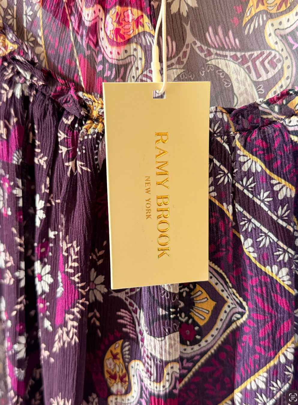 Ramy Brook Printed Sheer Peasant Blouse