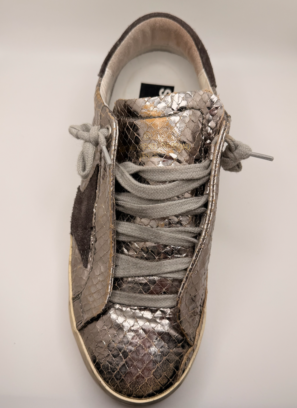 Golden Goose Super-Star Distressed Metallic Python Sneakers