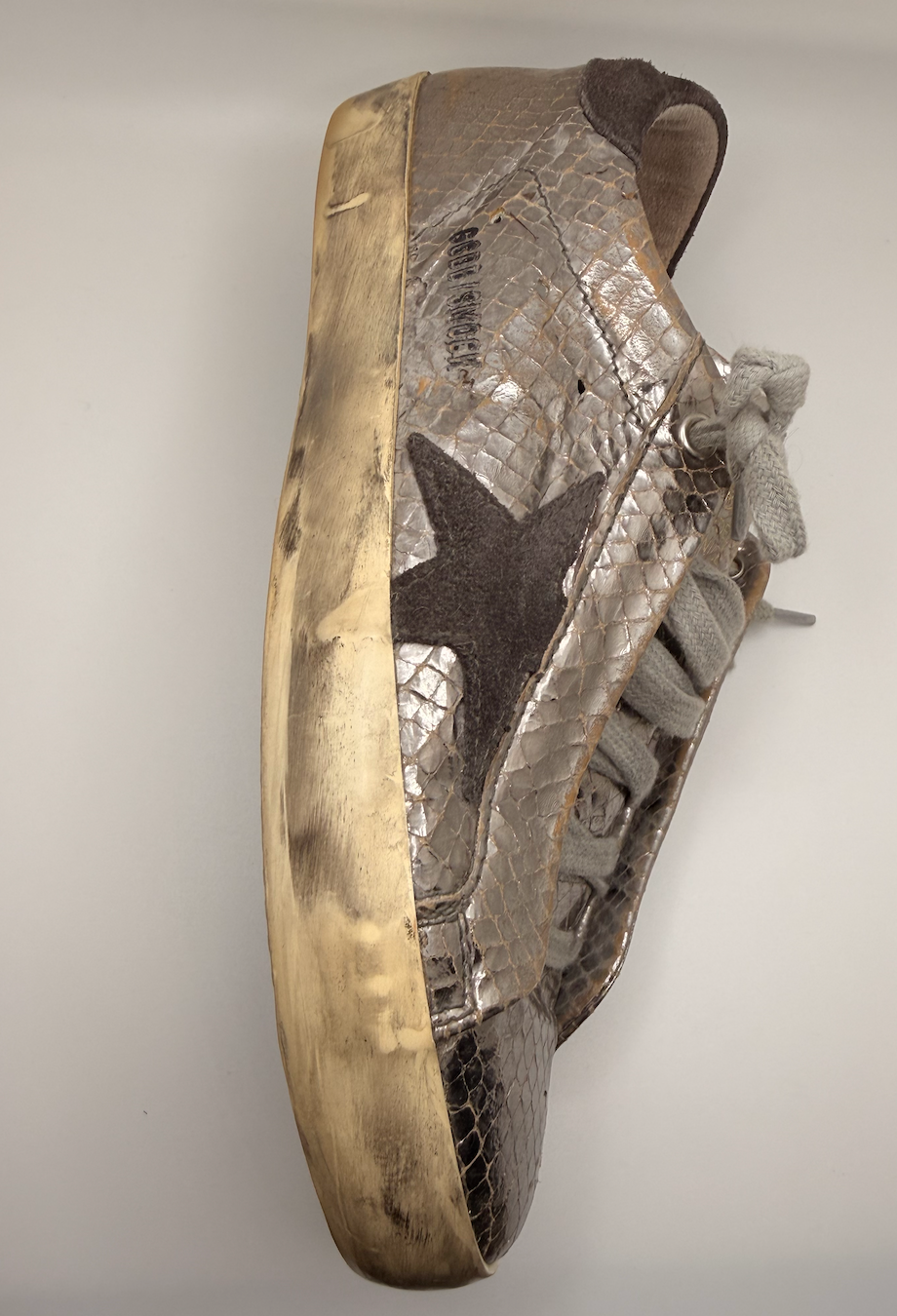 Golden Goose Super-Star Distressed Metallic Python Sneakers