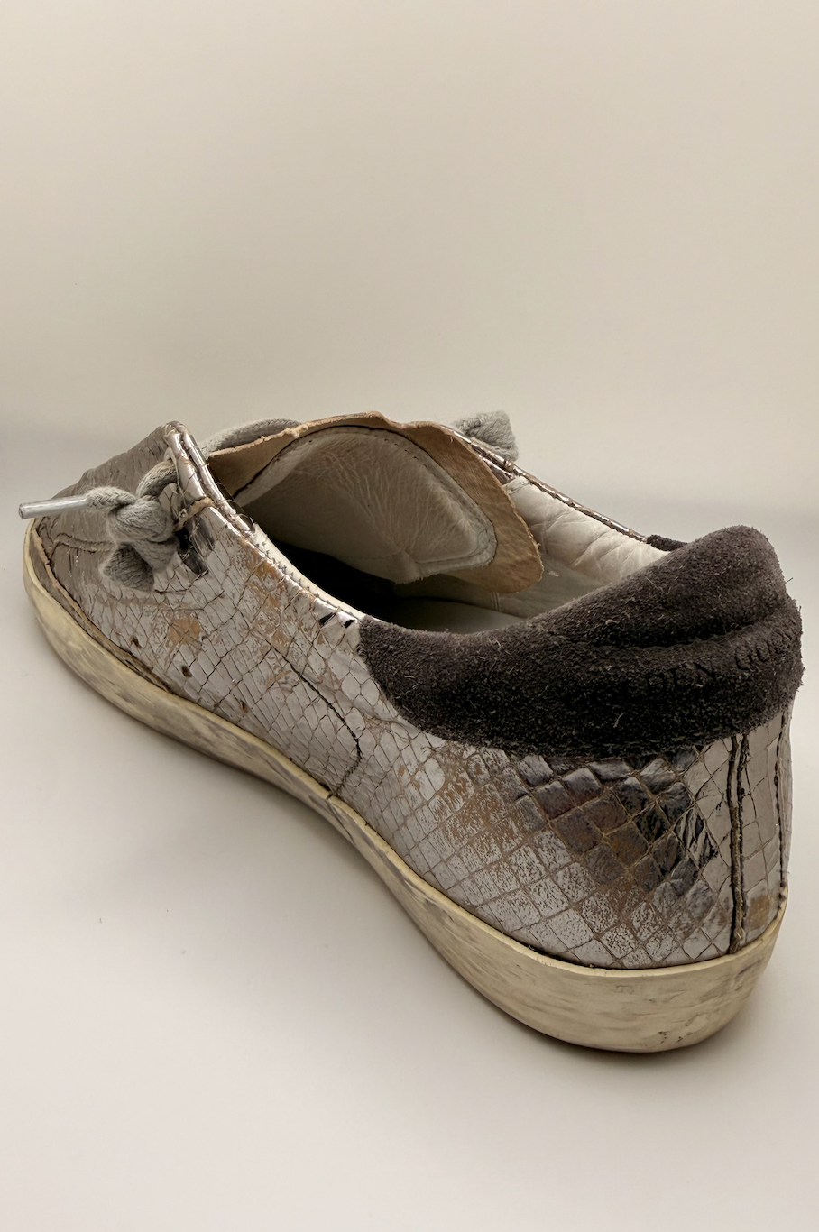 Golden Goose Super-Star Distressed Metallic Python Sneakers