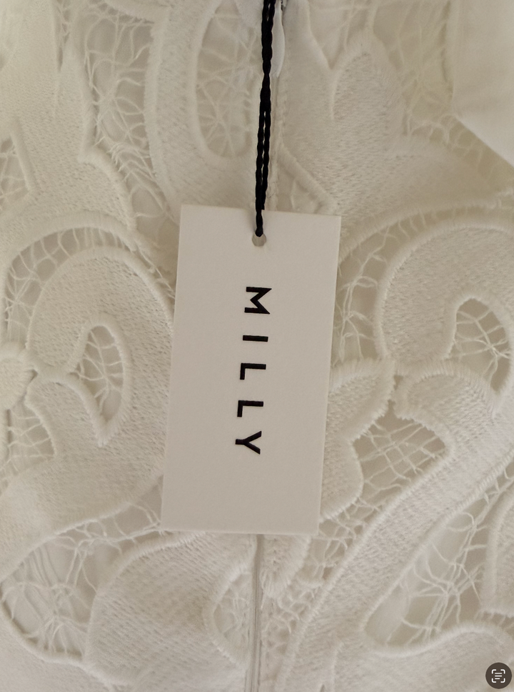 Milly Ivory Embroidered Lace Halter Midi Dress
